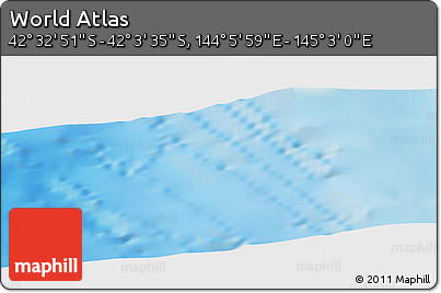 Physical Panoramic Map of the Area around 42° 18' 13" S, 144° 34' 29" E