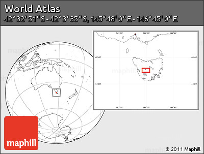 Blank Location Map of the Area around 42° 18' 13" S, 146° 16' 30" E