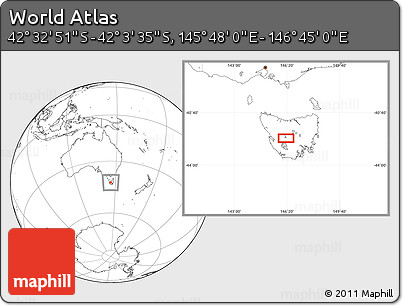 Blank Location Map of the Area around 42° 18' 13" S, 146° 16' 30" E