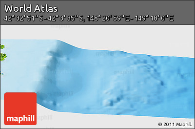 Physical Panoramic Map of the Area around 42° 18' 13" S, 148° 49' 29" E