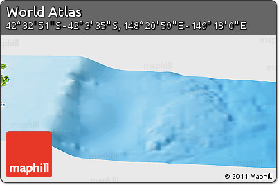 Physical Panoramic Map of the Area around 42° 18' 13" S, 148° 49' 29" E