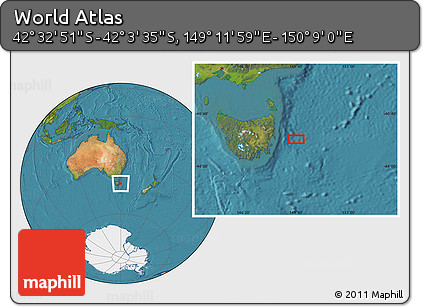 Satellite Location Map of the Area around 42° 18' 13" S, 149° 40' 30" E