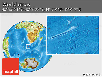 Physical Location Map of the Area around 42° 18' 13" S, 14° 31' 30" E