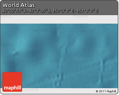 Satellite 3D Map of the Area around 42° 18' 13" S, 150° 31' 30" E