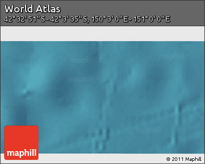 Satellite 3D Map of the Area around 42° 18' 13" S, 150° 31' 30" E