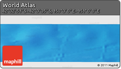 Physical Panoramic Map of the Area around 42° 18' 13" S, 150° 31' 30" E