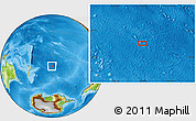 Physical Location Map of the area around 42° 18' 13" S, 150° 22' 30" W