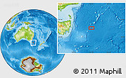 Physical Location Map of the area around 42° 18' 13" S, 152° 13' 29" E