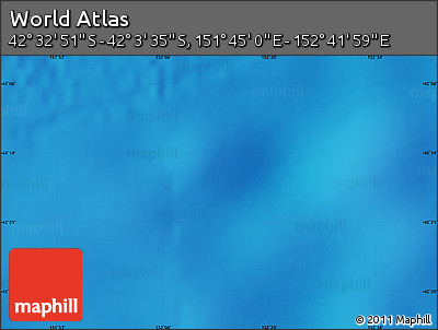 Physical Map of the Area around 42° 18' 13" S, 152° 13' 29" E