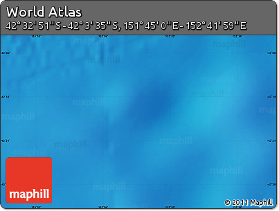 Physical Map of the Area around 42° 18' 13" S, 152° 13' 29" E