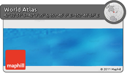 Physical Panoramic Map of the Area around 42° 18' 13" S, 152° 13' 29" E