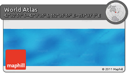 Physical Panoramic Map of the Area around 42° 18' 13" S, 153° 4' 29" E