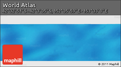 Physical Panoramic Map of the Area around 42° 18' 13" S, 153° 4' 29" E