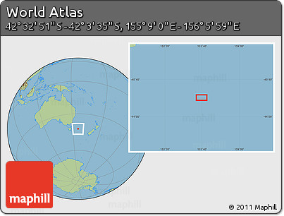 Savanna Style Location Map of the Area around 42° 18' 13" S, 155° 37' 30" E