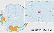 Political Location Map of the area around 42° 18' 13" S, 155° 28' 29" W