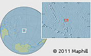 Savanna Style Location Map of the area around 42° 18' 13" S, 155° 28' 29" W, hill shading