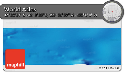 Physical Panoramic Map of the Area around 42° 18' 13" S, 155° 28' 29" W