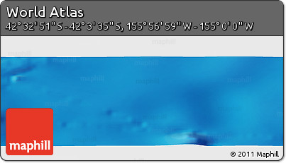 Physical Panoramic Map of the Area around 42° 18' 13" S, 155° 28' 29" W
