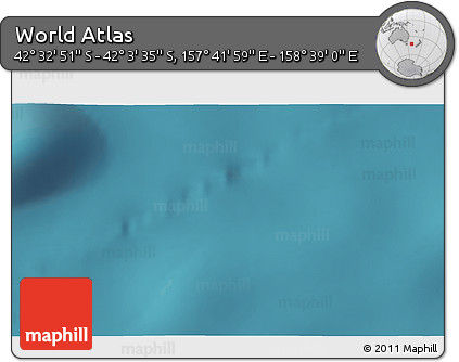 Satellite 3D Map of the Area around 42° 18' 13" S, 158° 10' 30" E