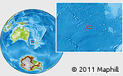Physical Location Map of the area around 42° 18' 13" S, 159° 52' 30" E
