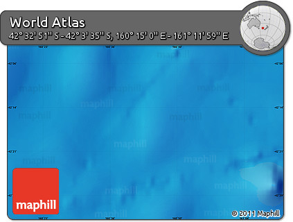 Shaded Relief Map of the Area around 42° 18' 13" S, 160° 43' 29" E