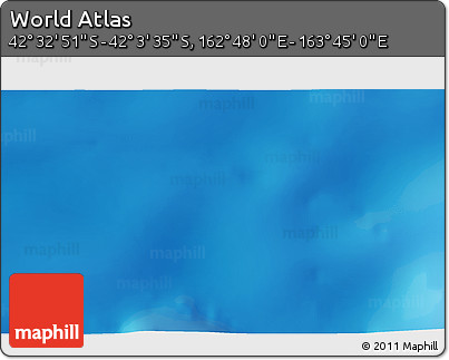 Shaded Relief 3D Map of the Area around 42° 18' 13" S, 163° 16' 30" E