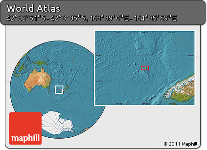 Satellite Location Map of the Area around 42° 18' 13" S, 164° 7' 30" E