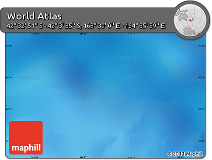 Physical Map of the Area around 42° 18' 13" S, 164° 7' 30" E