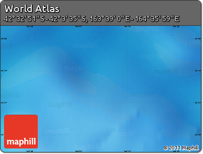Physical Map of the Area around 42° 18' 13" S, 164° 7' 30" E