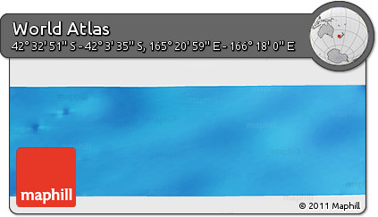 Physical Panoramic Map of the Area around 42° 18' 13" S, 165° 49' 29" E