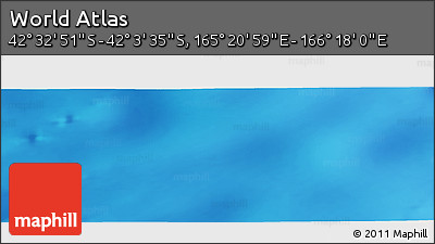 Physical Panoramic Map of the Area around 42° 18' 13" S, 165° 49' 29" E