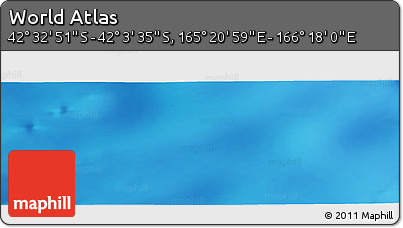 Physical Panoramic Map of the Area around 42° 18' 13" S, 165° 49' 29" E