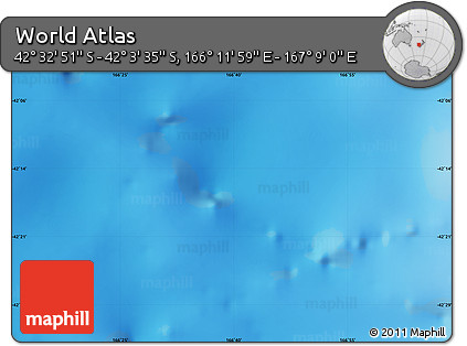 Physical Map of the Area around 42° 18' 13" S, 166° 40' 30" E