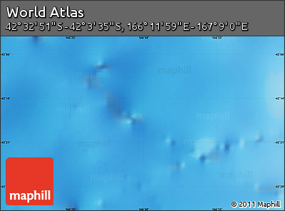 Physical Map of the Area around 42° 18' 13" S, 166° 40' 30" E