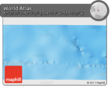 Physical 3D Map of the Area around 42° 18' 13" S, 177° 34' 29" W
