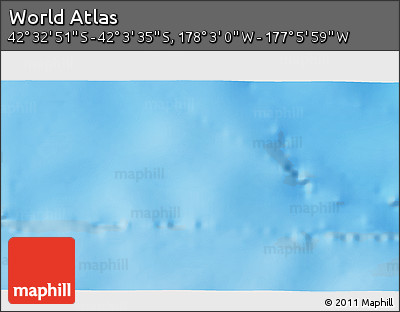 Physical 3D Map of the Area around 42° 18' 13" S, 177° 34' 29" W