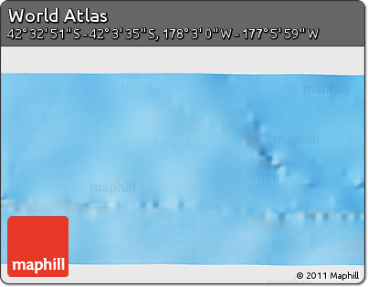 Physical 3D Map of the Area around 42° 18' 13" S, 177° 34' 29" W