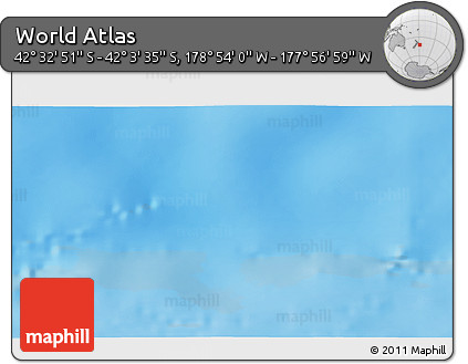 Physical 3D Map of the Area around 42° 18' 13" S, 178° 25' 30" W