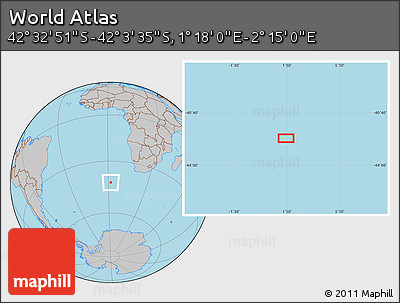 Gray Location Map of the Area around 42° 18' 13" S, 1° 46' 29" E