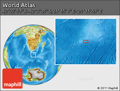 Physical Location Map of the Area around 42° 18' 13" S, 24° 43' 30" E