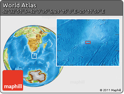 Physical Location Map of the Area around 42° 18' 13" S, 24° 43' 30" E
