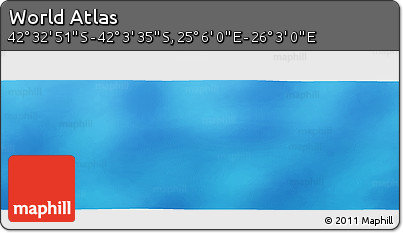Physical Panoramic Map of the Area around 42° 18' 13" S, 25° 34' 30" E