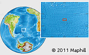 Physical Location Map of the area around 42° 18' 13" S, 25° 25' 29" W