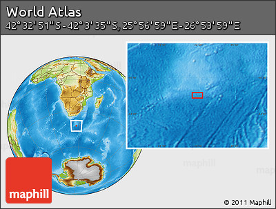 Physical Location Map of the Area around 42° 18' 13" S, 26° 25' 29" E