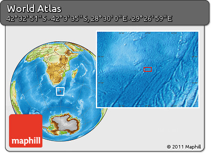 Physical Location Map of the Area around 42° 18' 13" S, 28° 58' 30" E