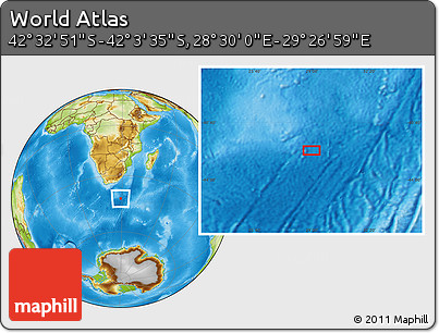 Physical Location Map of the Area around 42° 18' 13" S, 28° 58' 30" E