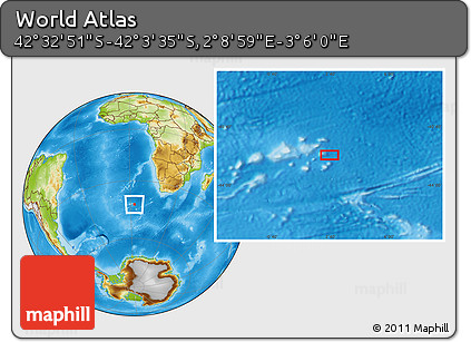 Physical Location Map of the Area around 42° 18' 13" S, 2° 37' 30" E