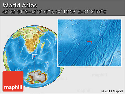 Physical Location Map of the Area around 42° 18' 13" S, 30° 40' 29" E