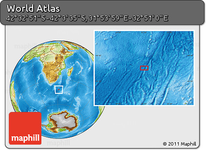 Physical Location Map of the Area around 42° 18' 13" S, 32° 22' 30" E