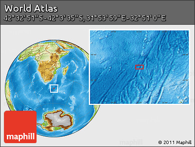 Physical Location Map of the Area around 42° 18' 13" S, 32° 22' 30" E